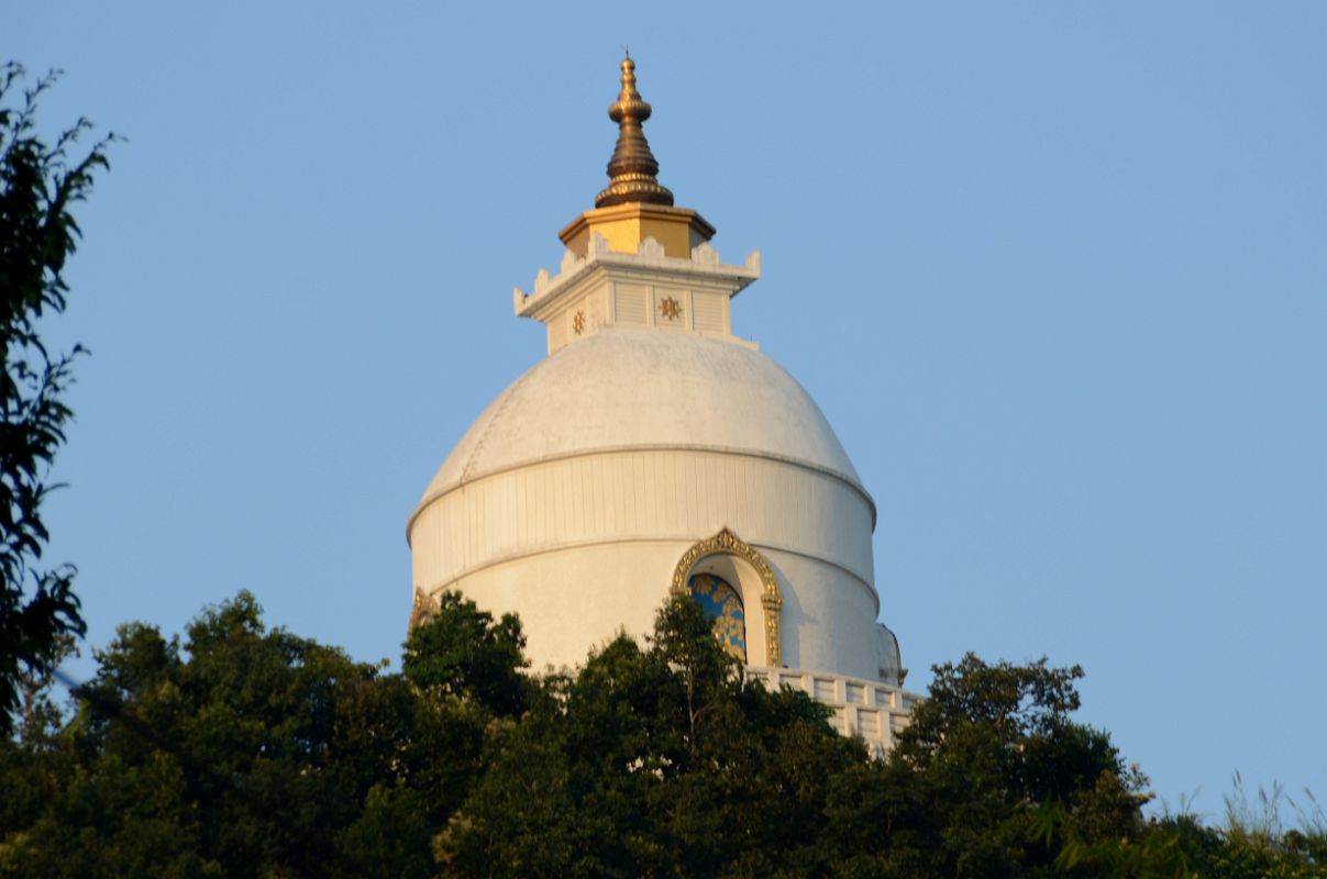 Pokhara World Peace Pagoda 01 Above The Trees From The Trail 